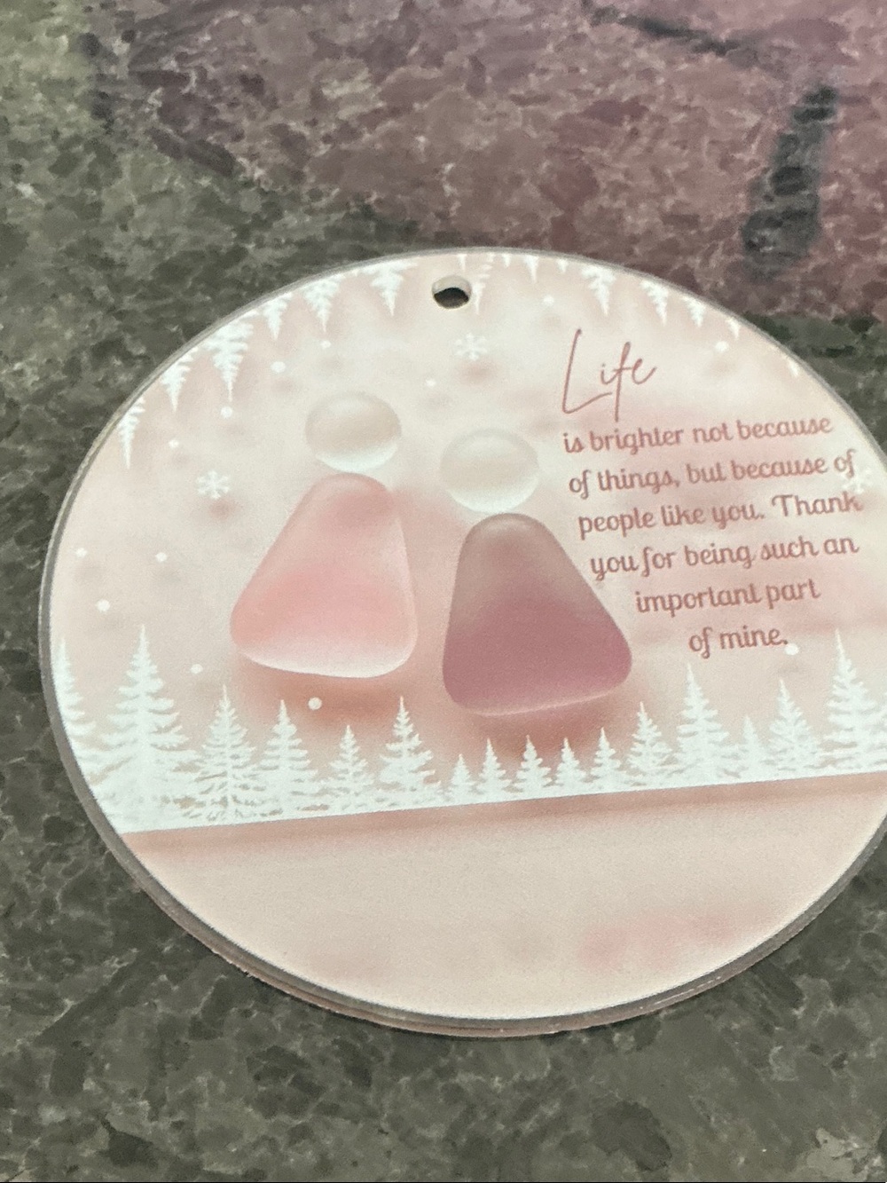 Holiday Sentiment Pink Ornament - Unbranded